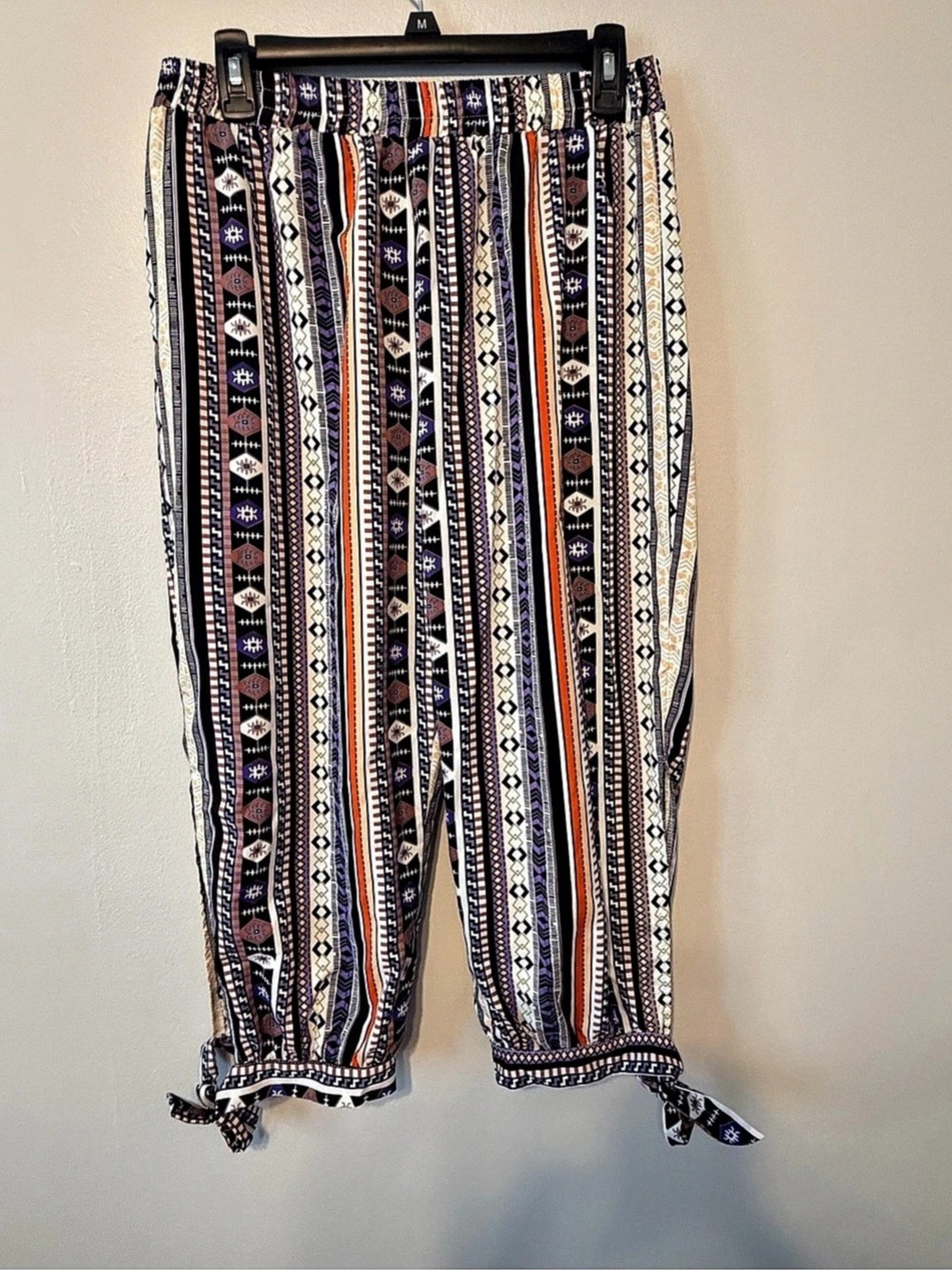 Emery Rose Geometric High-Waist Tapered Capris Multicolor XL